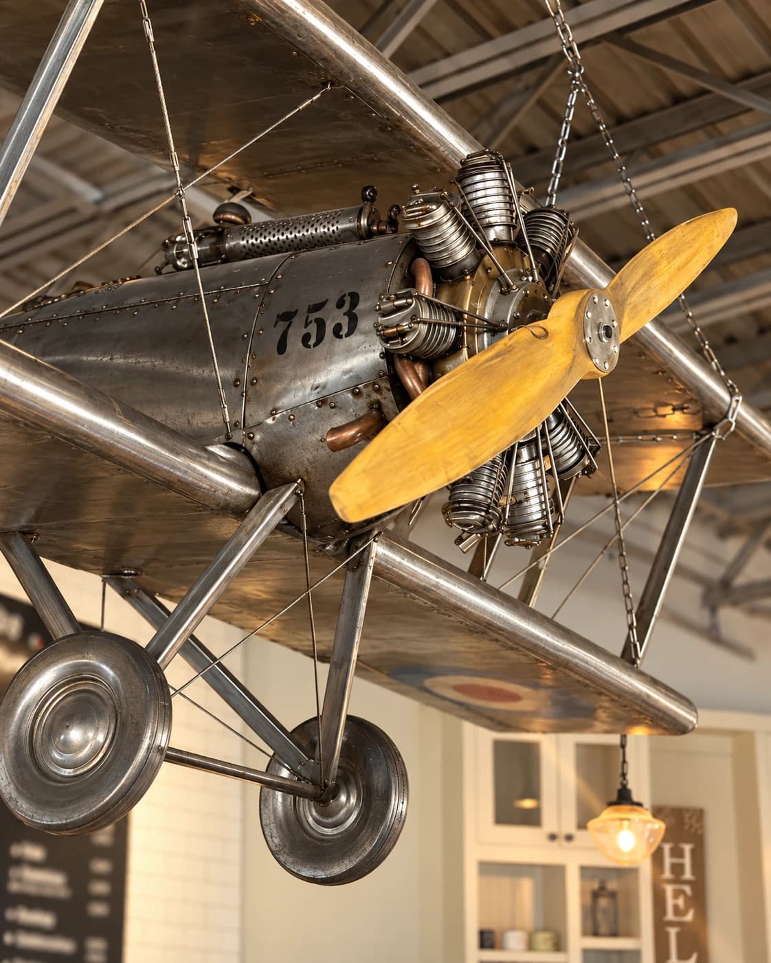 The vintage airplane above the counter at Paulette Conroe